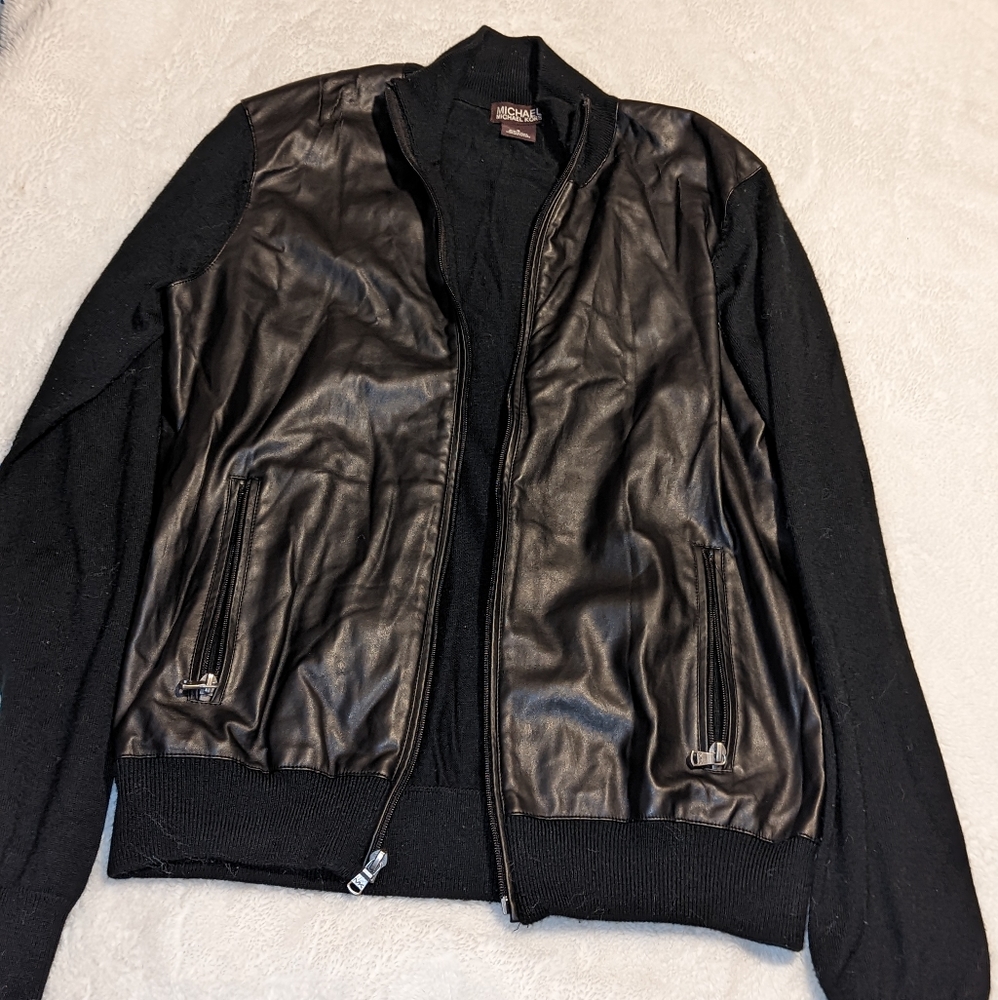 Michael Kors leather front zip up sweaters ..